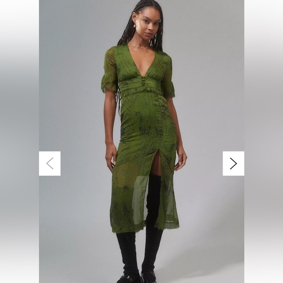 Urban Outfitters Florence Chiffon Printed Midi Dress - Picture 1 of 7